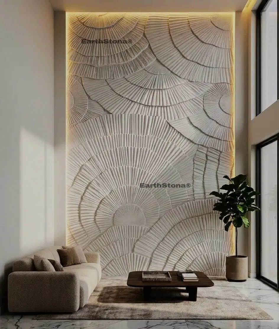 Fluted Bloom-Luxury 3D Floral Fan Pattern Wall Cladding by Earthstona